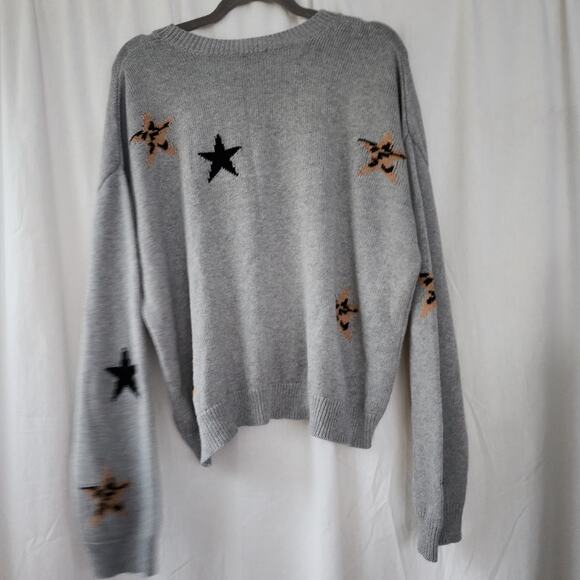 Rails Percy Heather Gray Animal Star Sweater L preppy casual relaxed fit cotton - Picture 8 of 9